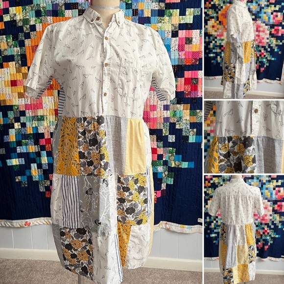 ✈️ Patchwork Shirtdress - Sustainable Fashion ✈️ - Picture 1 of 17